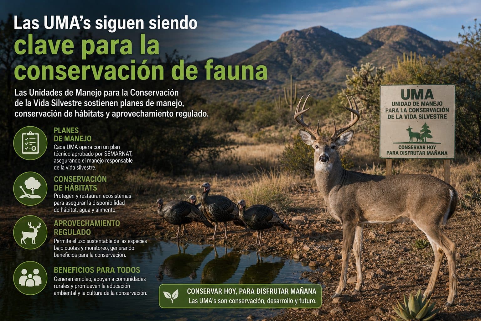 Infographic about UMAs and wildlife conservation in Mexico
